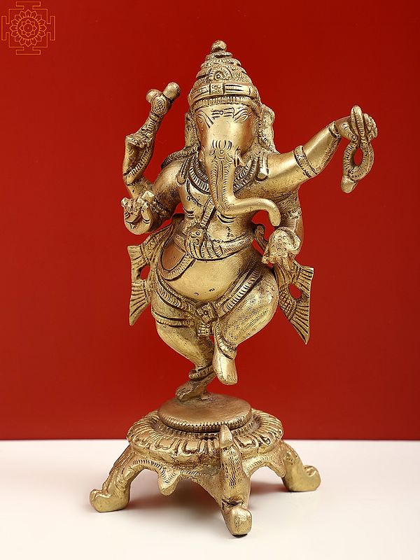 7" Brass Lord Dancing Ganesha