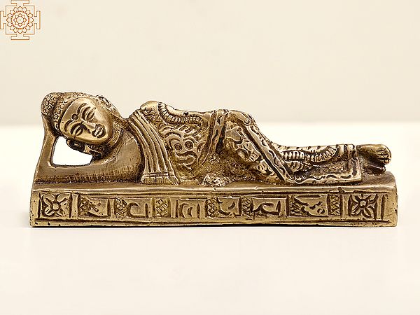 4" Small Brass Relaxing Buddha Sculpture