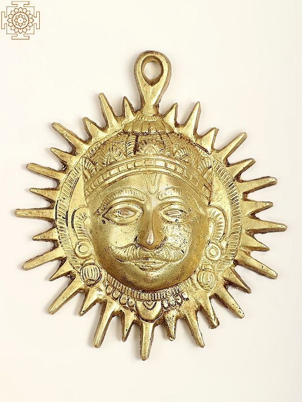 Brass Surya Dev Wall Hanging Statue