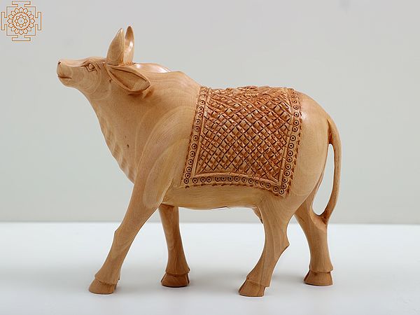 6" Small Wooden Cow - The Most Sacred Animal of India