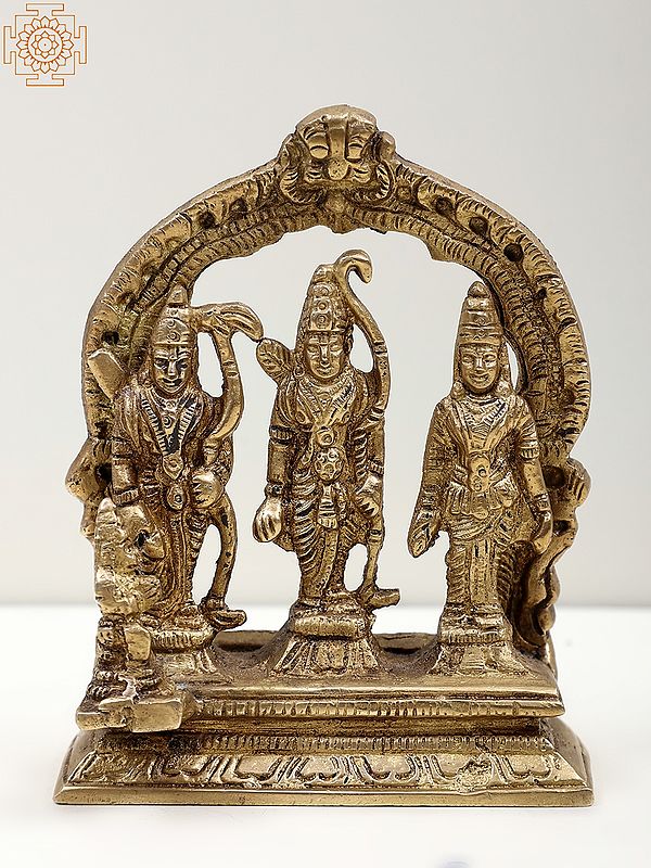 4" Small Rama Darbar Sculpture in Brass | Handmade