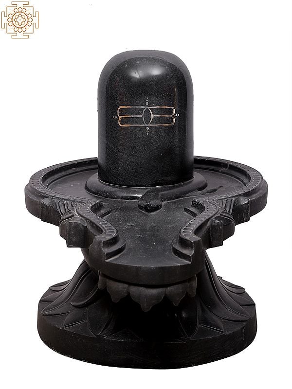 24" Black Marble Shiva Linga