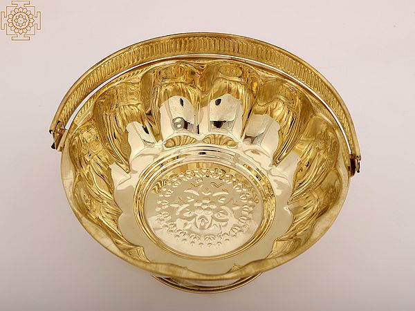 8" Brass Puja Flower Basket