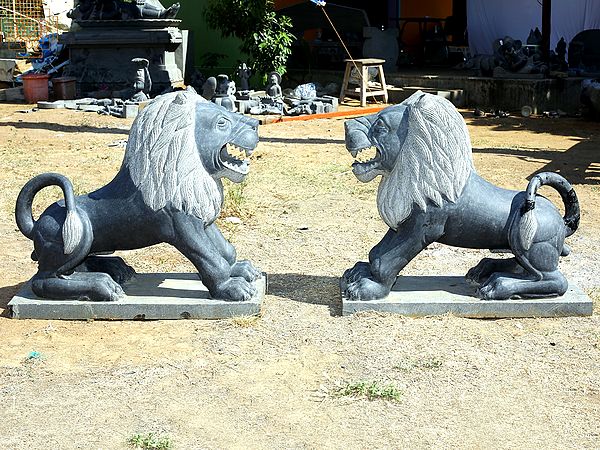 32" Large Lion Pair Statue | (Shipped by Sea Overseas)