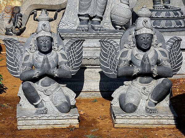 36" Large Sitting Garuda in Namaskar Mudra (Pair) | (Shipped by Sea Overseas)