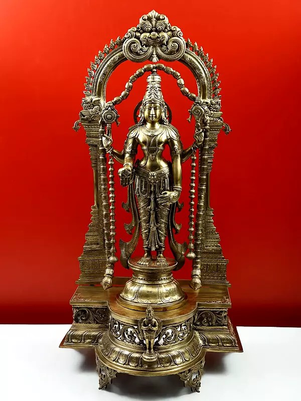 40" Graciously Adorned, Larger-Than-Life Lord Vishnu | Handmade