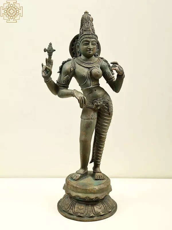 18" Deified Harmony, Ardhanarishvara | Handmade | Madhuchista Vidhana (Lost-Wax) | Panchaloha Bronze from Swamimalai
