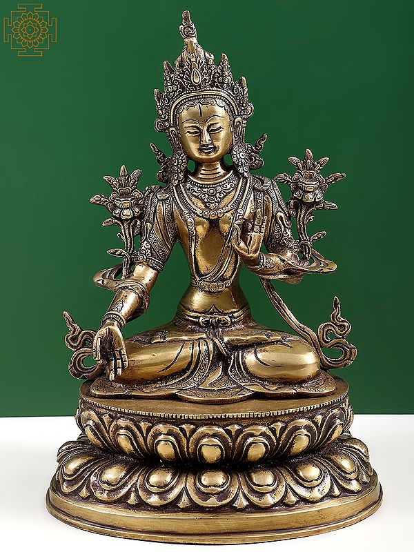 Tibetan Buddhist Goddess White Tara In Brass | Handmade