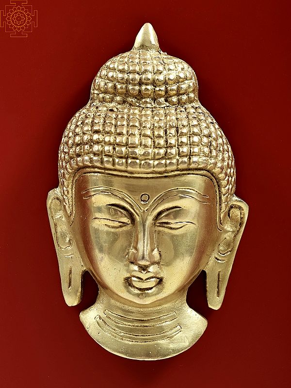5" The Buddha Head (Wall Hanging Mask) In Brass | Handmade | Made In India