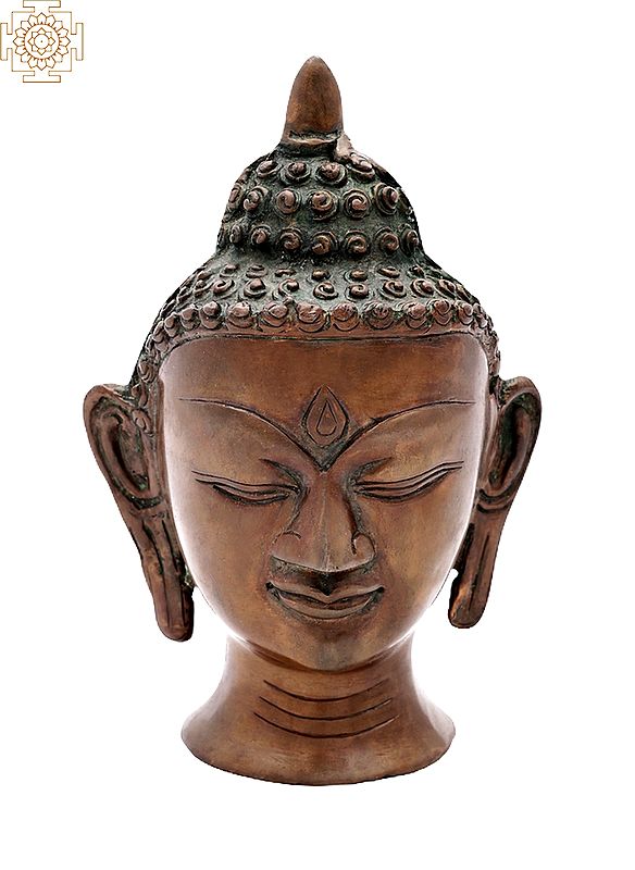 5" Buddhist Lord Buddha Head Statue in Brass | Handmade | Made in India