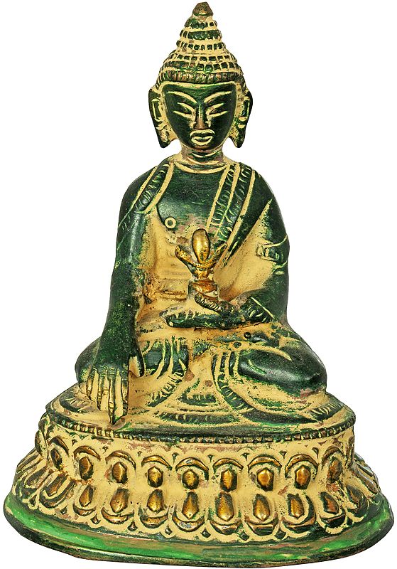 4" Small Size Tibetan Buddhist Lord Buddha In Brass | Handmade | Made In India