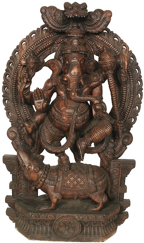 Six Armed Dancing Ganesha Holding a Mace