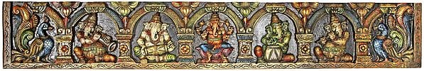 Five Musical Ganesha Panel