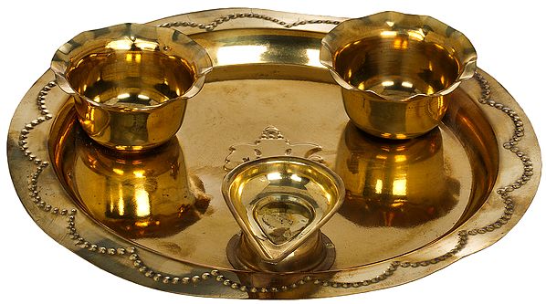 9" Ganesha Puja Thali in Brass | Handmade | Made in India