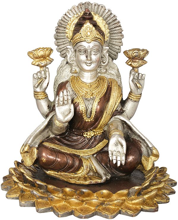 Goddess Lakshmi  Seated On a Blooming Lotus