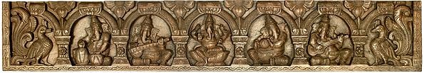 Five Musical Ganeshas Panel