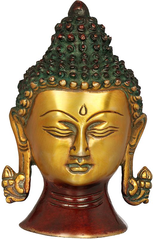 5" Lord Buddha Head - Tibetan Buddhist Brass Idol | Handmade | Made in India