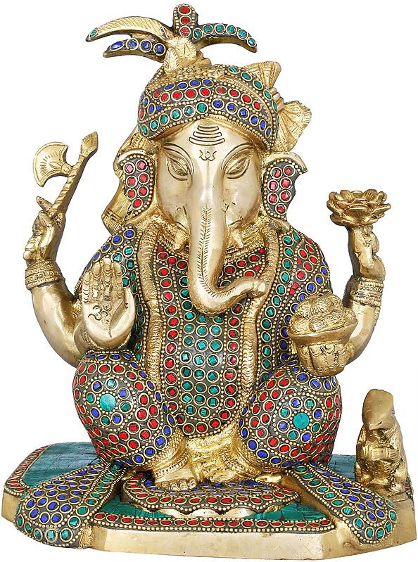 9" Turbaned Bhagwan Ganesha In Brass | Handmade | Made In India