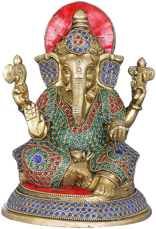 8" Seated Ganesha In Brass | Handmade | Made In India