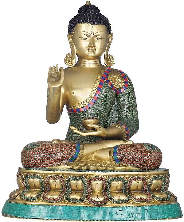 23" Tibetan Buddhist Deity Preaching Buddha In Brass | Handmade | Made In India