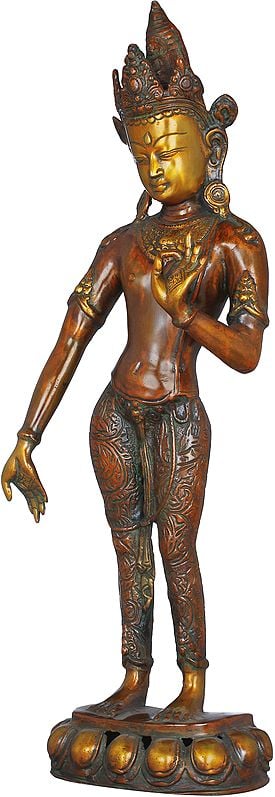 20" Tibetan Buddhist Deity Avalokiteshvara In Brass | Handmade | Made In India