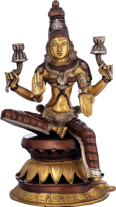 12" Goddess Lakshmi Of The Atharva Veda In Brass | Handmade | Made In India