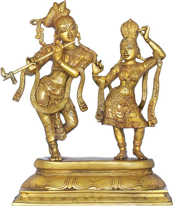 17" Tribhang Murari (Krishna) Looks On As Radha Dances In Brass | Handmade | Made In India