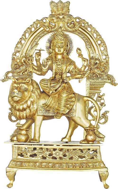 26" Goddess Durga For Temple In Brass | Handmade | Made In India