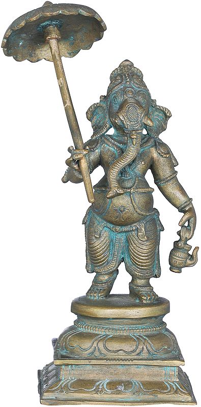 Ganesha Holding an Umbrella and Kamandalu