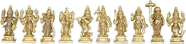 2" Dashavatara - Ten Incarnations of Lord Vishnu (Small Size) In Brass | Handmade | Made In India