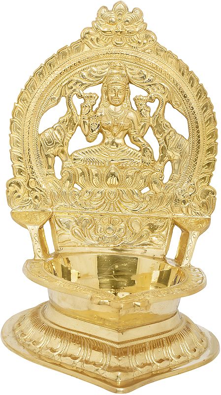 17" Super Large Gajalakshmi Lamp in Brass | Handmade | Made in India
