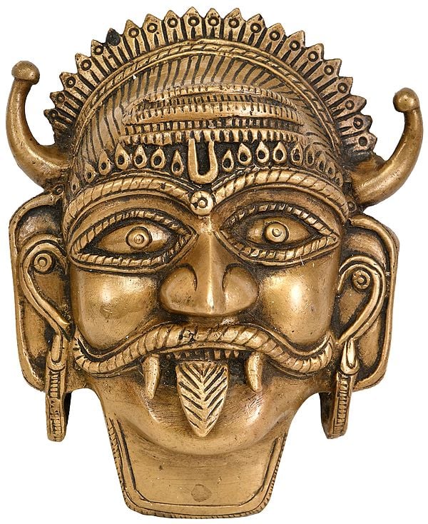 5" Bhairava Wall Hanging Mask In Brass | Handmade | Made In India