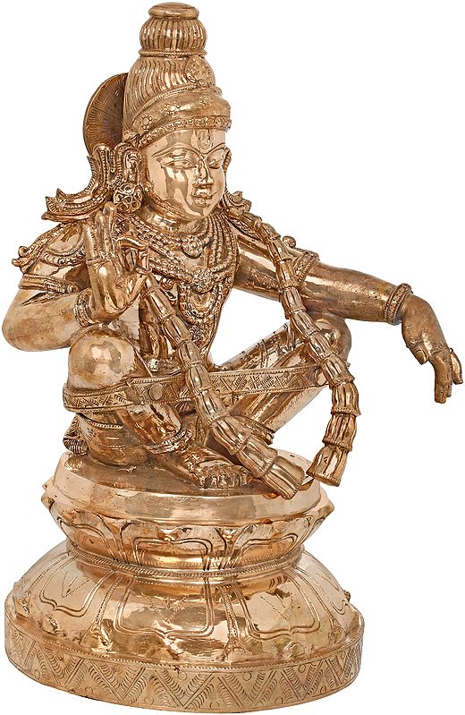 19" Ayyappan - A Saint Revered as Incarnation of Dharma | Handmade | Madhuchista Vidhana (Lost-Wax) | Panchaloha Bronze from Swamimalai