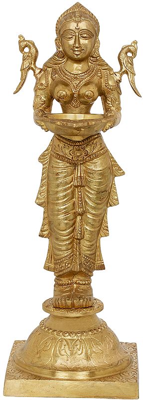 18" Deepalakshmi From South India In Brass | Handmade | Made In India
