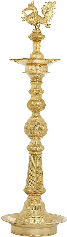 42" Superfine Engraved Peacock Lamp  (Annam Lamp) Large Size in Brass | Handmade | Made In India