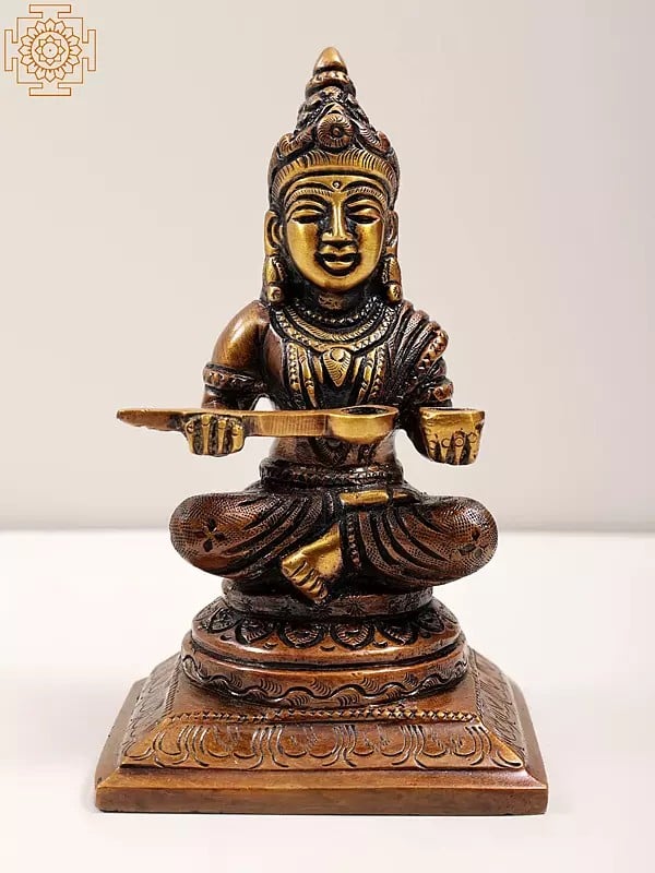 6" Annapurna Devi - The Goddess of Food and Nourishment In Brass | Handmade | Made In India