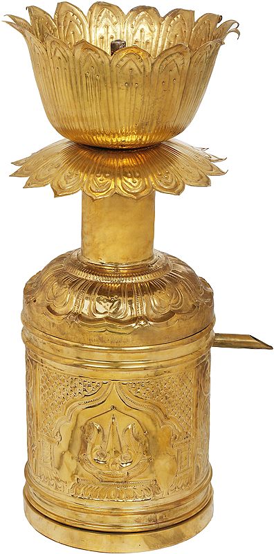 27" Large Lotus Lamp in Brass | Handmade | Made in India