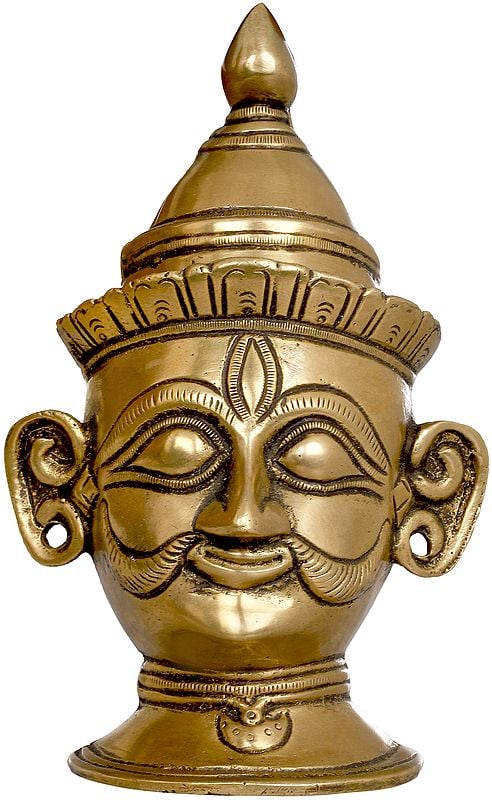 6" Bhairava Mask in Brass | Handmade Statue | Made in India