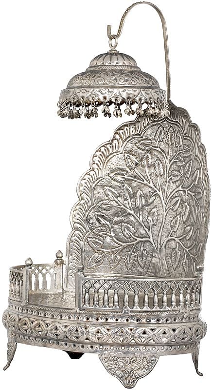 Royal Deity Throne in White Metal
