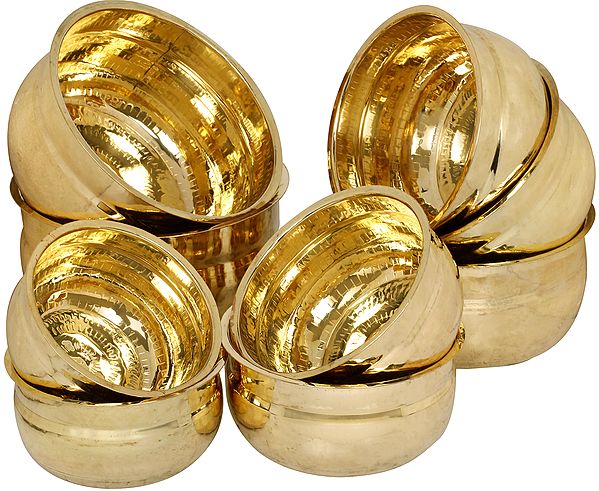 Set of Nine Patilas (Brass Tope) From South India