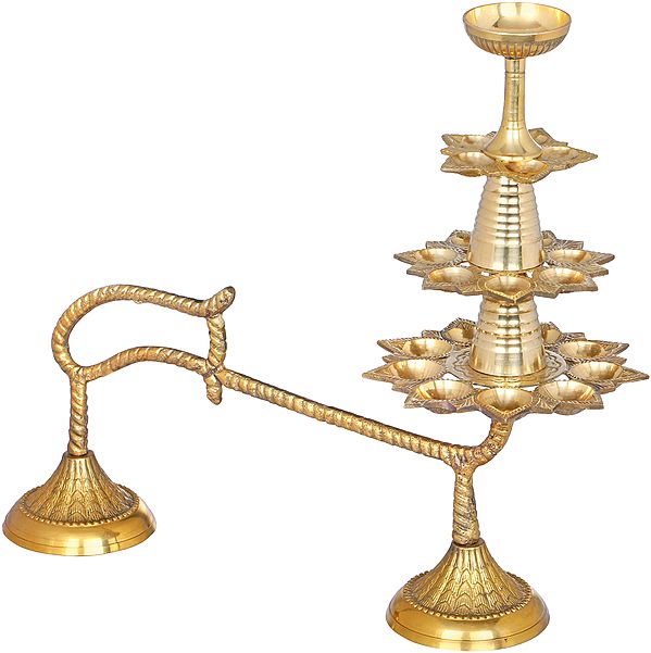 14" Twenty Two Wicks Arti In Brass | Handmade | Made In India