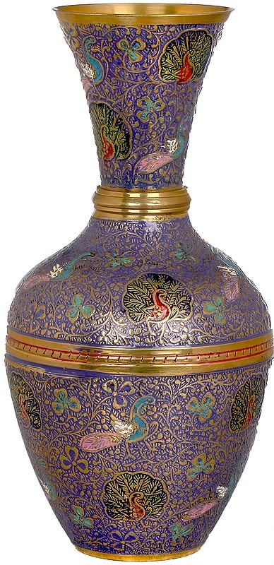 Peacock Vase in Brass