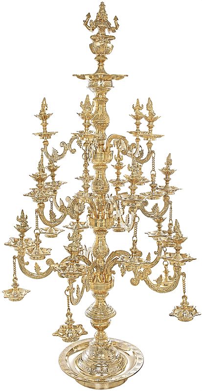 57" Profusion-Of-Lakshmi Lamp In Brass | Handmade | Made In India