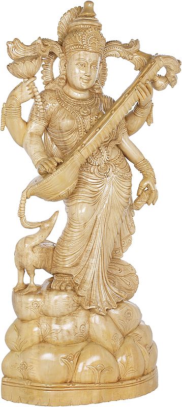 The Very Elegant Standing Goddess Saraswati - Large Size