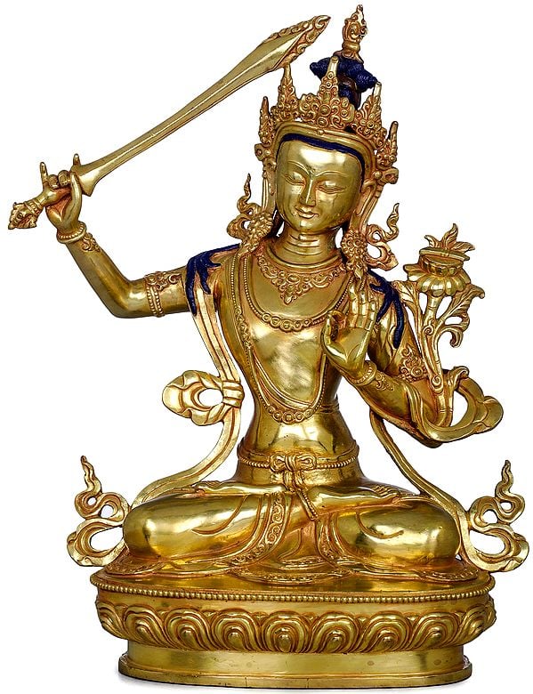 Manjushri Copper Statue -Tibetan Buddhist (Made in Nepal)