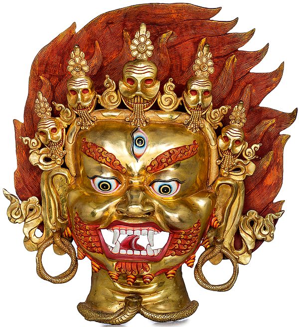 Superfine Mahakala Wall Hanging Mask (Tibetan Buddhist) Made in Nepal