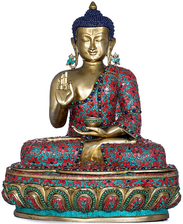 23" Tibetan Buddhist Lord Buddha in Preaching Mudra In Brass | Handmade | Made In India