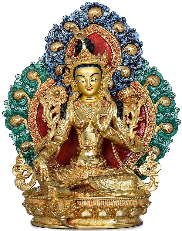 Superfine Tibetan Buddhist Goddess Green Tara - Made in Nepal