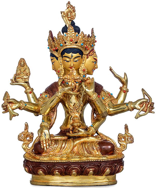 Tibetan Buddhist Ushnishavijaya Copper Statue - Made in Nepal