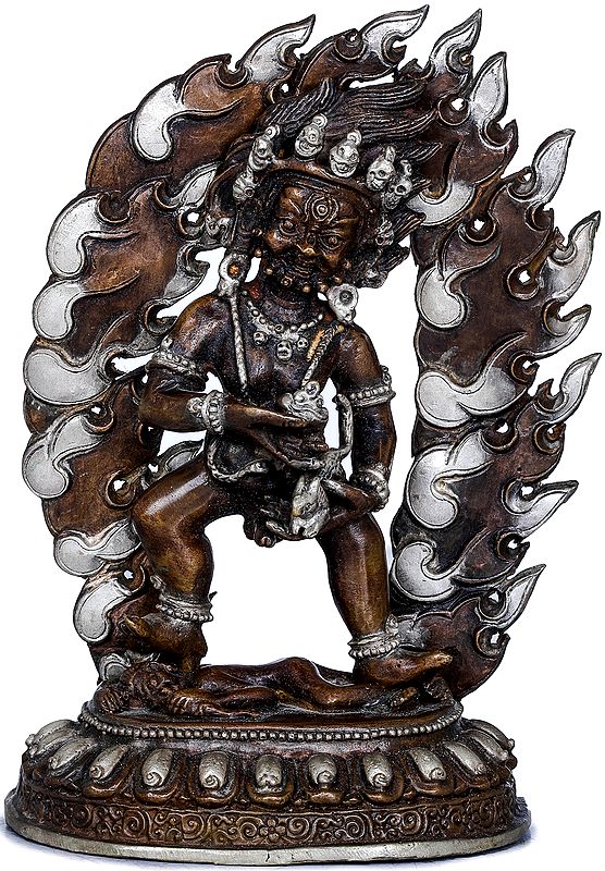 Tibetan Buddhist Kubera Copper Statue - Made in Nepal